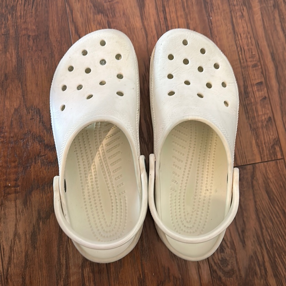 White crocs (men’s 8/women’s 10)